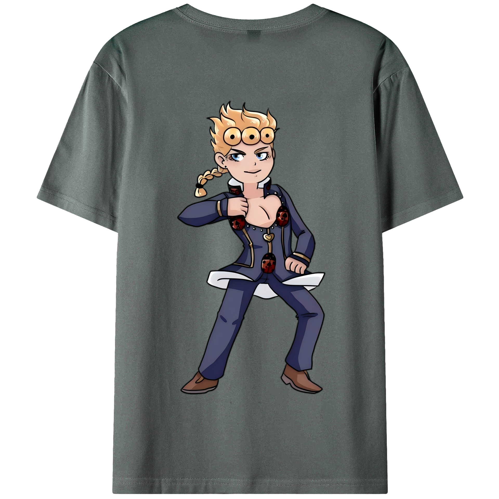 （画像用） ジョジョの奇妙な冒険 ジョルノ?ジョバァーナ JoJo's Bizarre Adventure Giorno Giovanna 綿100％半袖Tシャツ（背面プリント）